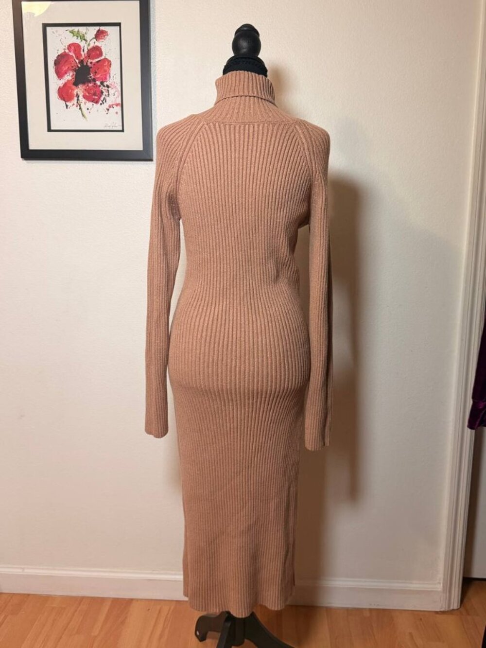 Forever 21 Camel Ribbed Turtleneck Sweater Dress  Quiet Luxury, Old Money Style - Picture 4 of 9